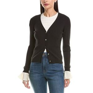 Cinq À Sept Womens  Bernadette Pre-Styled Rib Cardigan, Black Size Small NWOT